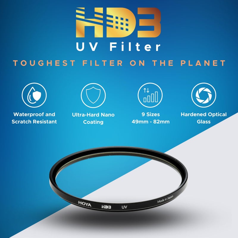 HOYA فلتر حماية UV Hoya HD3 مقاس 49 مم - معاد تصنيعه لكاميرات 100 ميجابكسل وما فوق مع طلاء نانو فائق الصلابة - فلتر عدسة UV مقاوم للبقع، مقاوم للبهتان ومقاوم للماء مع إطار من الألمنيوم - Image 3